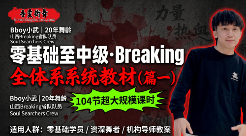 山西Breaking省队BBOY小武20年舞龄倾囊相授，零基础、初级、中级教材104节（全体系篇一）！